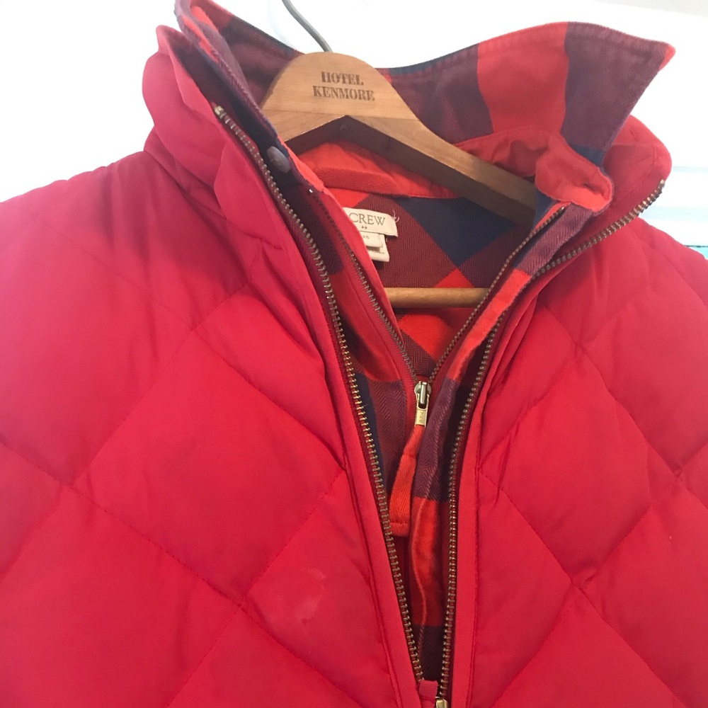 J.Crew Red Quilted puffer vest size xs